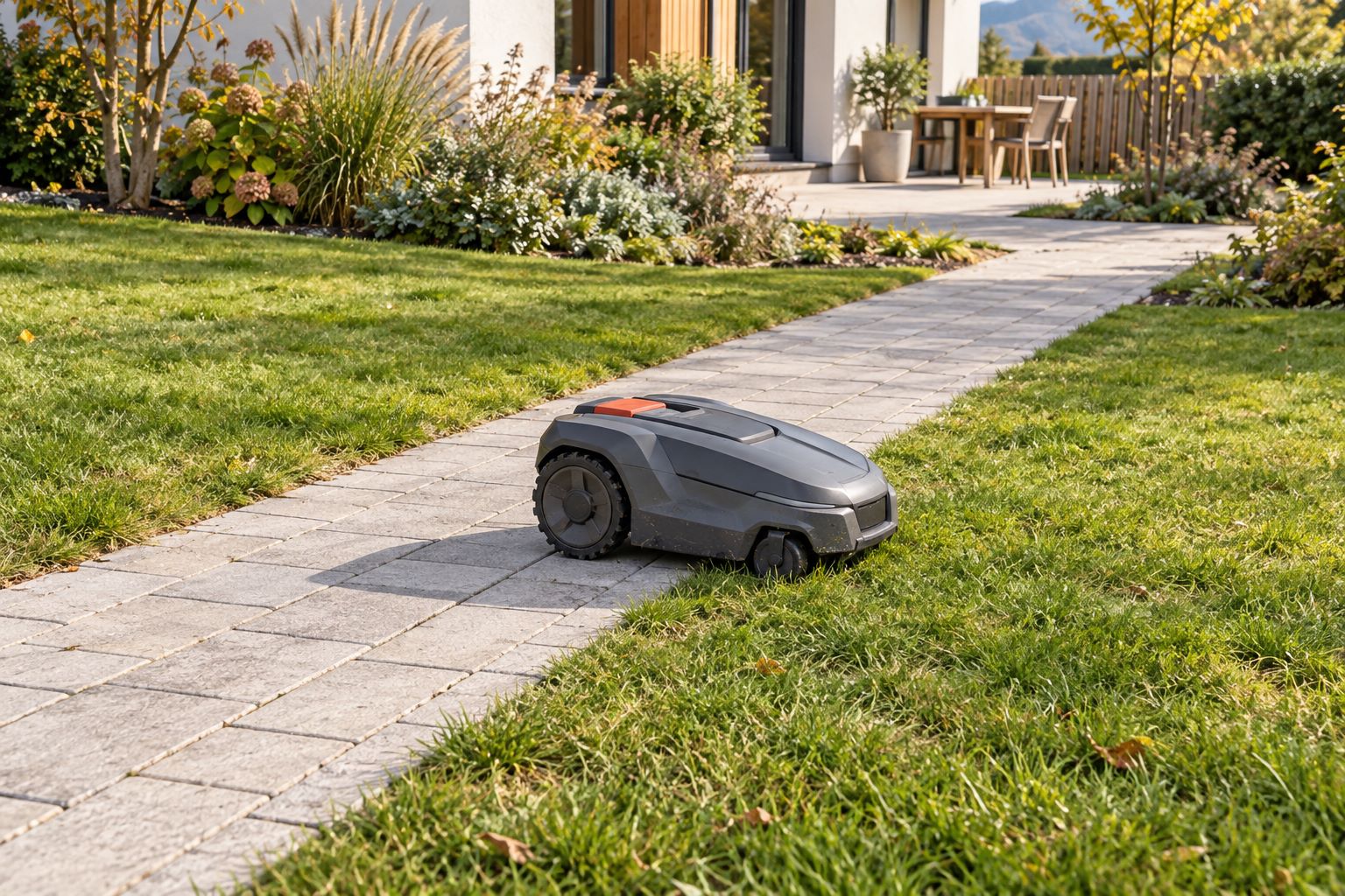 KI Symbolbild - Mähroboter im Garten passend wählen